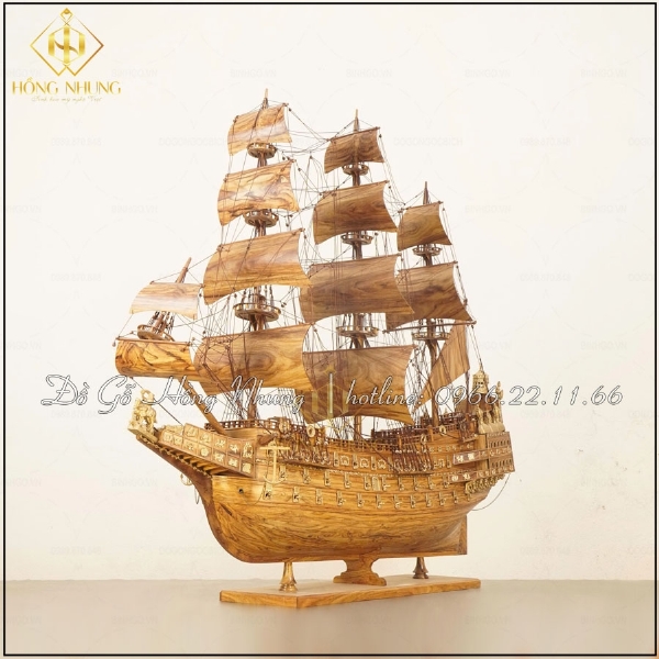 Mô hình thuyền buồm gỗ sưa dài 120cm