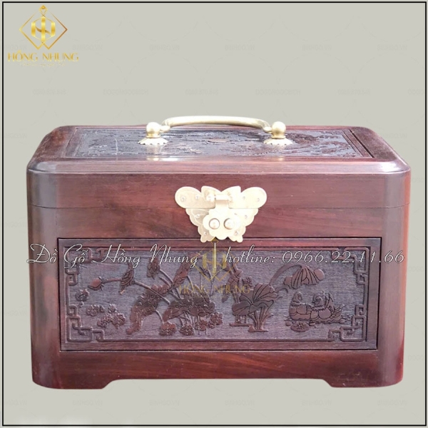 Hộp Gỗ Trang Sức Cao Cấp Lót Nhung Đỏ