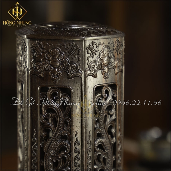 Lư xông trầm - Lư đốt trầm bằng gỗ trắc 