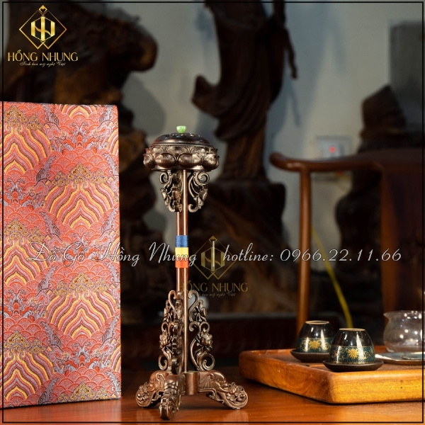 Lư đốt trầm đài sen 