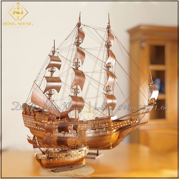 Mô Hình Thuyền Chiến Cổ Gỗ Hương dài 1m20