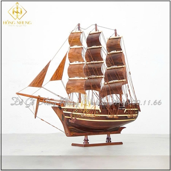 Mô Hình Thuyền Kaiwan Maru gỗ cẩm dài 40cm 