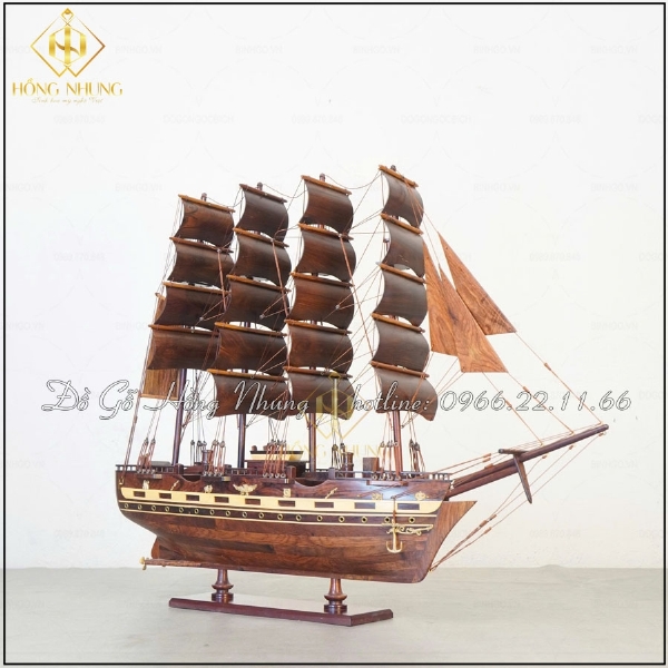 Mô hình thuyền France 2 chất liệu gỗ cẩm dài 60cm 