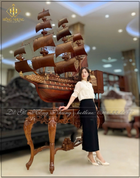 Thuyền buồm gỗ hương Lào dài 2m