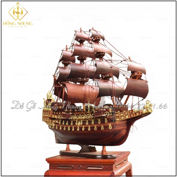 Mô hình thuyền chiến cổ gỗ cẩm dài 80cm 