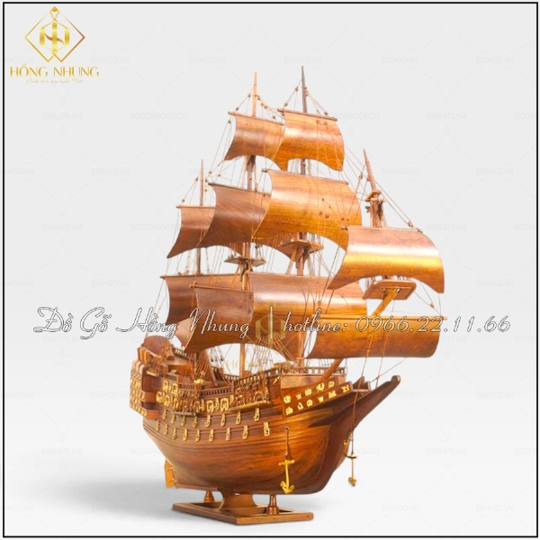 Mô Hình Thuyền Chiến Gỗ Hương dài 80cm 