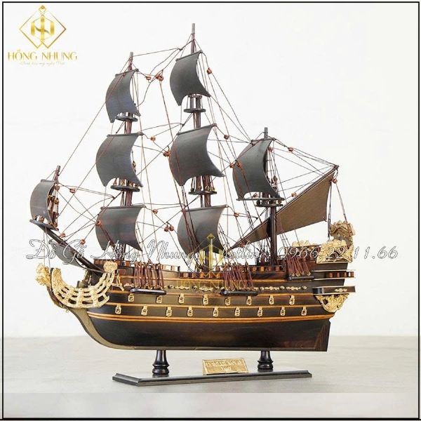 Mô Hình Thuyền Để Bàn Chất Liệu Gỗ Mun