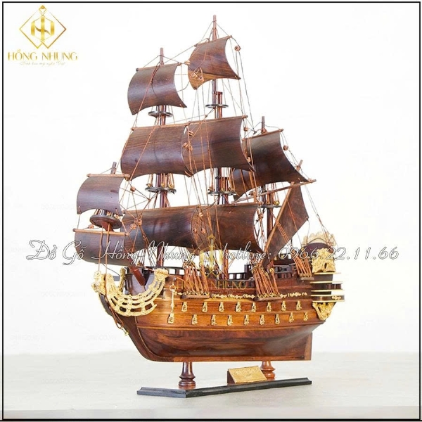 Mô hình thuyền để bàn mẫu thuyền chiến cổ gỗ cẩm 