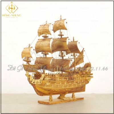 Mô hình thuyền doanh nhân gỗ sưa dài 50cm 