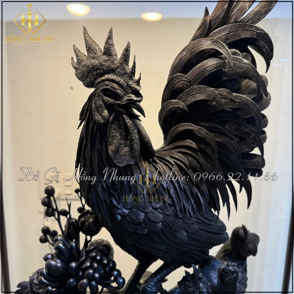 Tượng gà trống gỗ tử đàn thủ công