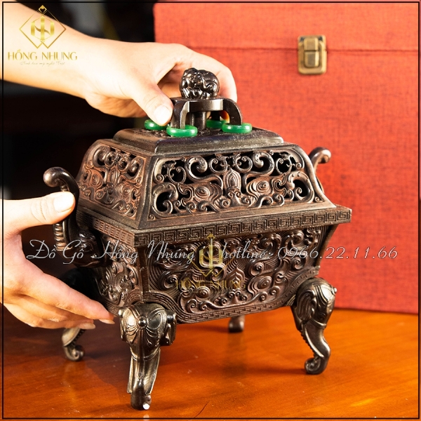 Lư đốt trầm hương gỗ trắc món quà tân gia sang trọng và ý nghĩa