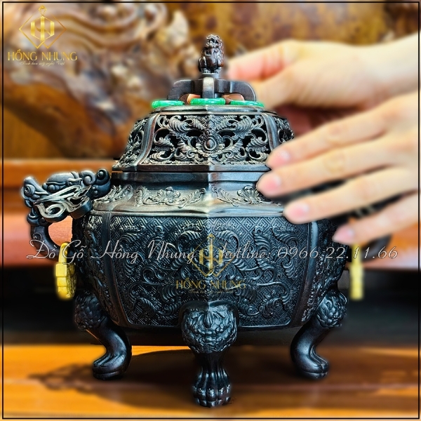 Lư đốt trầm hương gỗ trắc