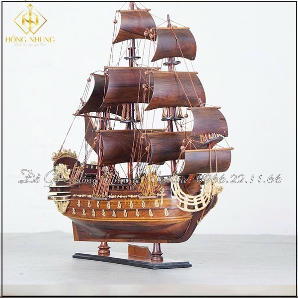 Mô hình thuyền để bàn mẫu thuyền chiến cổ gỗ cẩm 