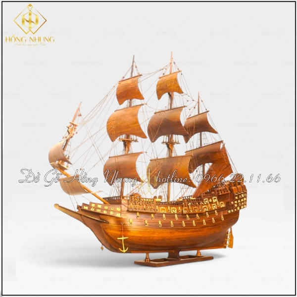 Mô Hình Thuyền Chiến Gỗ Hương dài 80cm 
