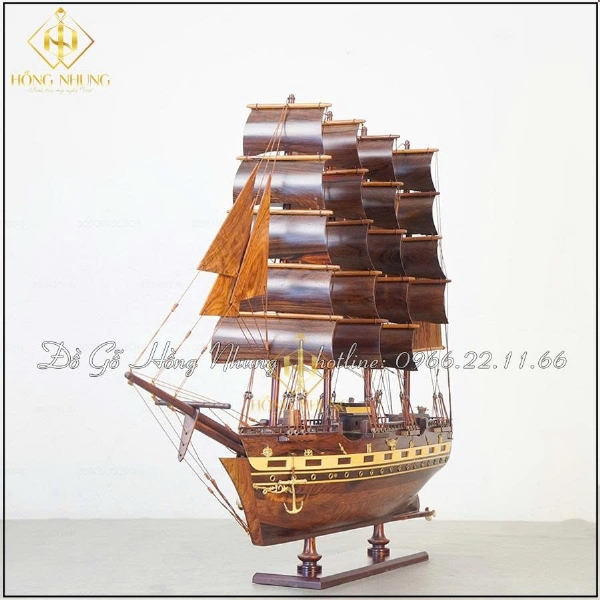 Mô hình thuyền France 2 chất liệu gỗ cẩm dài 60cm 