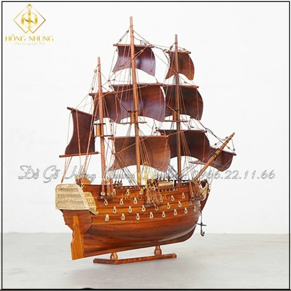 Mô Hình thuyền buồm gỗ hương dài 40cm 