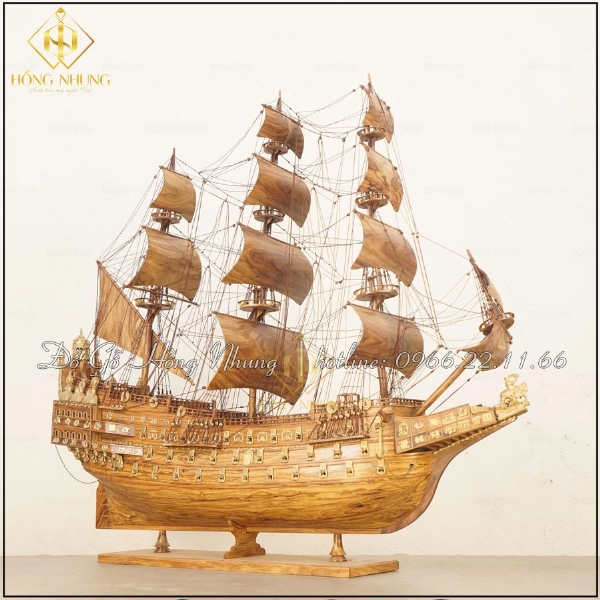 Mô Hình Thuyền Doanh Nhân Gỗ Sưa Dài 100cm 