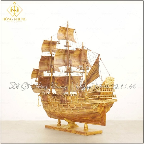 Mô hình thuyền doanh nhân gỗ sưa dài 50cm 