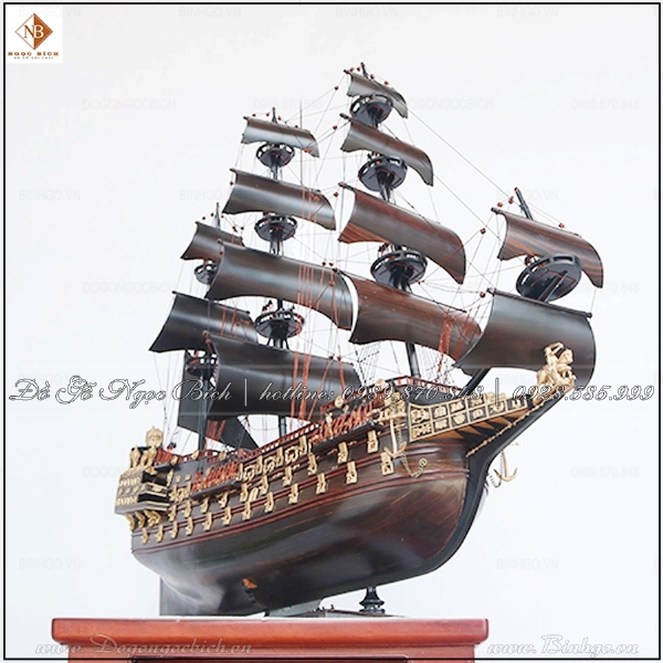 Thuyền buồm phong thủy Gỗ Mun 1m