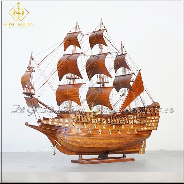 Thuyền buồm trang trí Gỗ Hương phòng khách