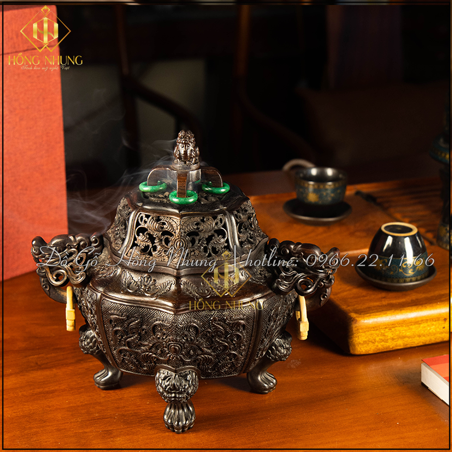 Lư đốt trầm hương gỗ trắc mua tại xưởng