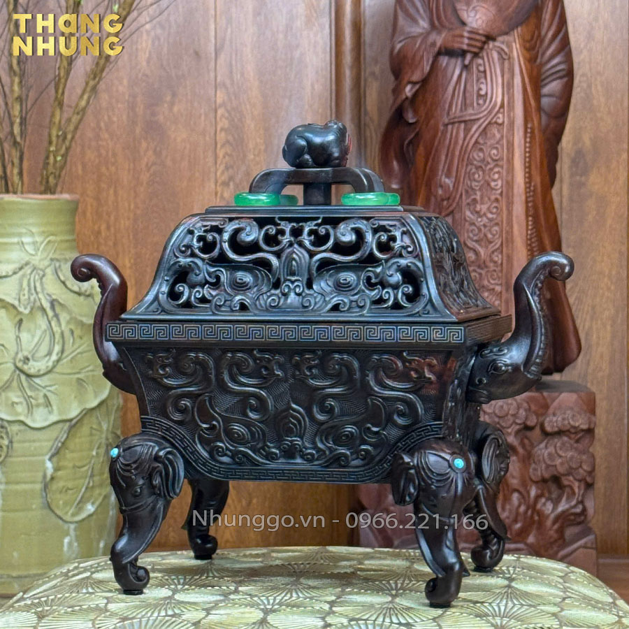 Lư xông trầm mẫu đỉnh voi