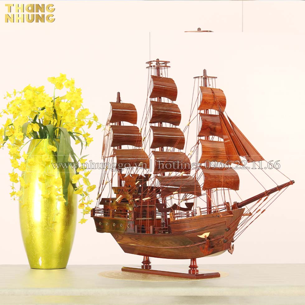 Mô hình tàu đánh cá Thái Lan gỗ cẩm dài 60cm