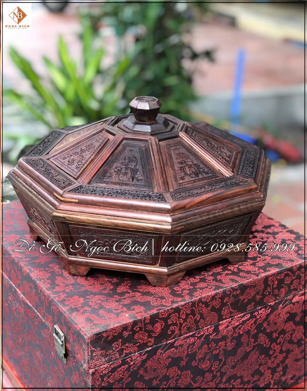 Khay mứt gỗ trắc cổ điển